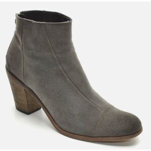 Hoss Intropia Anthropologie Gray Suede Leather Back-Zip Ankle Boots Size 6.5